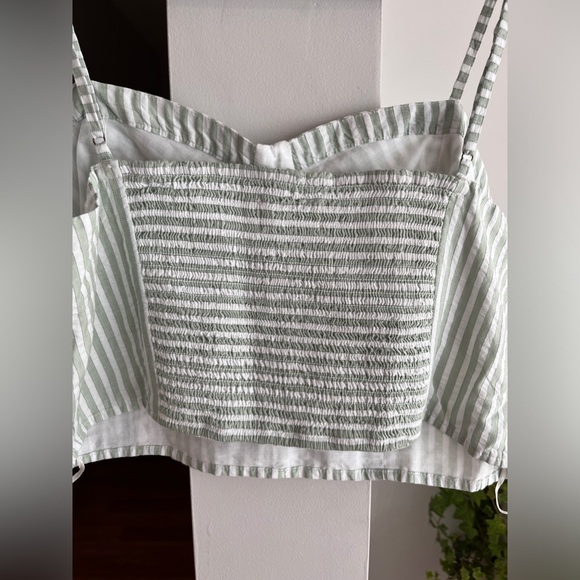 ANTHROPOLOGIE Mint Green/White Striped Cropped Bustier Top - Picture 6 of 7